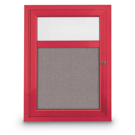 United Visual Products Slim Enclosed Corkboard, 30"x30", White Alum Frame/Burgundy UVEB3030-WHITE-DBURGU